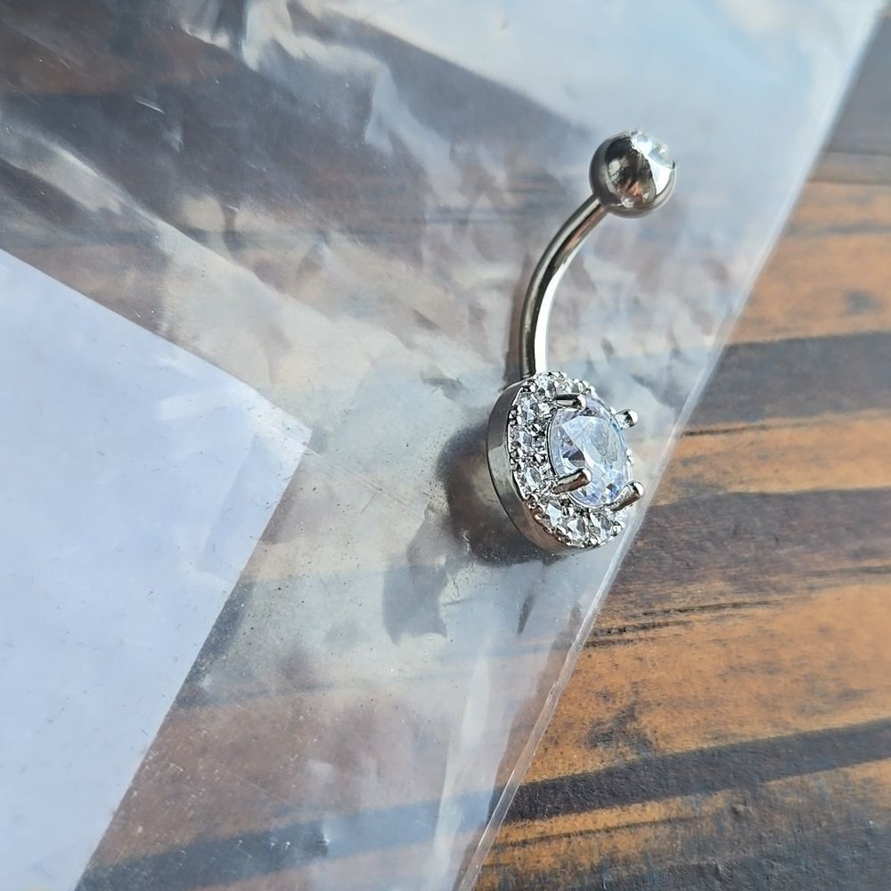 Elegant Silver Tone Crystal Belly Button Rings Navel Stainless Steel Women Jewel - Picture 3 of 16